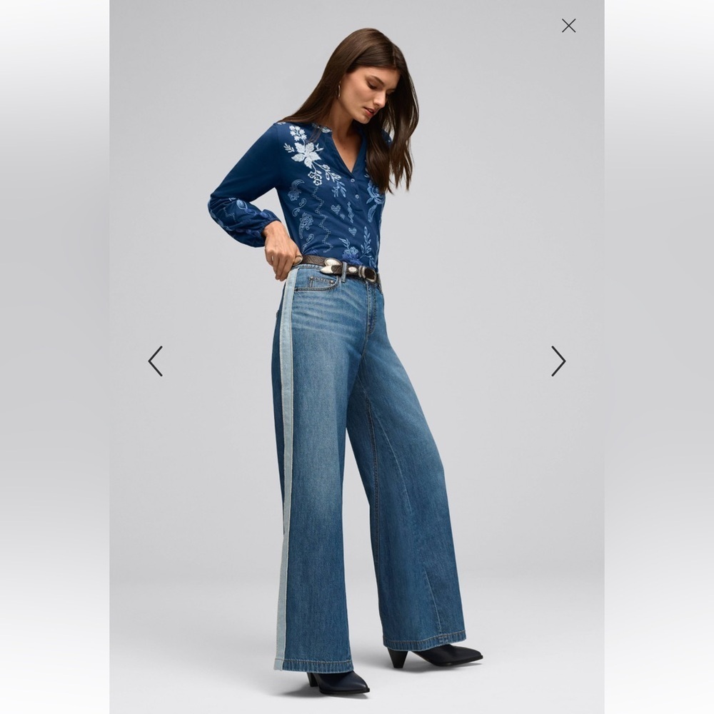 Johnny Was - The Blanket Stitch Wide Leg Jean, NWT, Size 32 - Picture 5 of 7